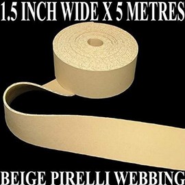 Pandoras Upholstery 1.5" Wide 5 Metres of Beige Rubber Pirelli Upholstery Settee Chair Webbing