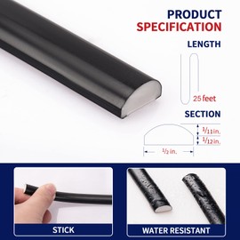 Art3dwallpanels 25 Ft Peel and Stick Trim for Backsplash Tile Edge, Self-Adhesive Trimming for Corner Decor(Black)