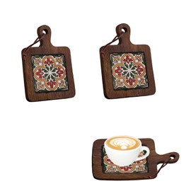 2PCS Solid Wooden Coasters,Natural Wooden Drink Coasters for Coffee Table, Dining, Kitchen, Bar – Rustic Home Decor, Heat Resistant Hot Pads,Trivets for Hot Pots and Pans