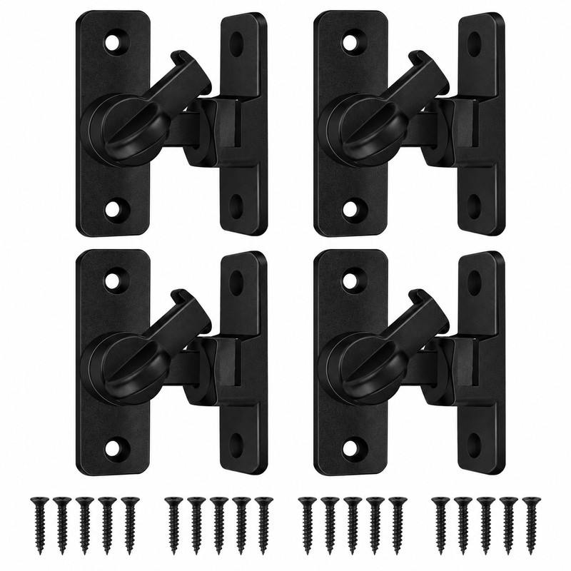 4-Piece Door Latch Set with Screws – 90-Degree Sliding Hook
