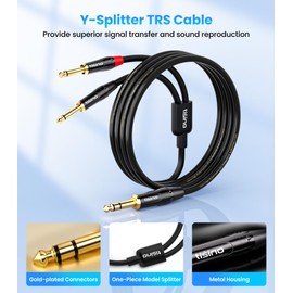 tisino 1/4 inch TRS Stereo to Dual 1/4 inch TS Mono Insert Cable Y-Splitter Stereo Breakout Cable Patch Cord - 10 feet