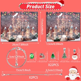 24Pcs Advent Calendar,Advent Calendar 2024 Has 24 Date Blind Boxes,Made of Plastic and Alloy,Tree,Wreath,Advent Calendar is Full of Atmosphere,Bracelet is Adjustable.