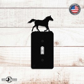 Running Horse Toggle Light Switch Wall Plate (Single Toggle, Black) - MADE IN USA
