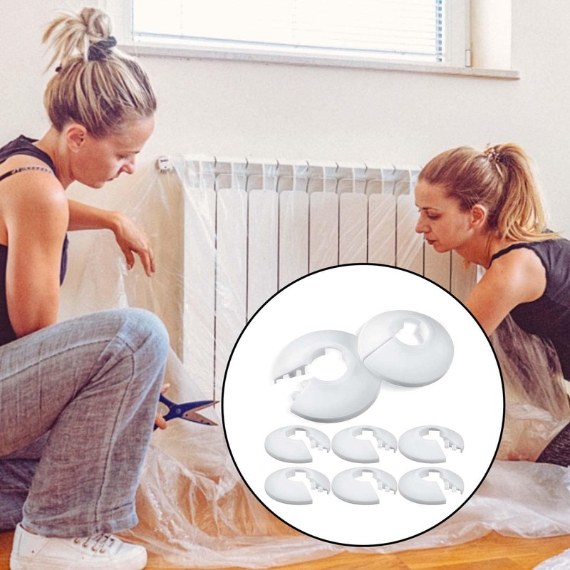 NAYAGOGO 12 PCS Plastic Radiator Pipe Covers White Pipe Collars,