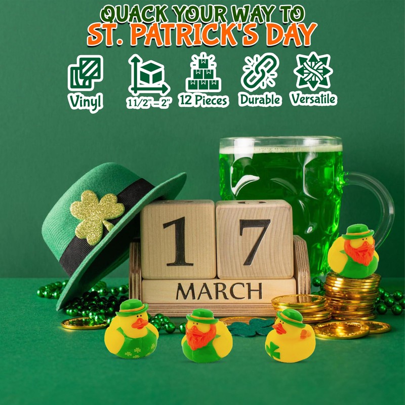 One Dozen (12) Irish St. Patrick's Day Rubber Ducks