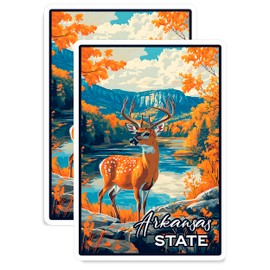 Arkansas State Magnet 4 inch 2 Pack Vinyl for Souvenir Gift Refrigerator Fridge Dishwasher ID44999