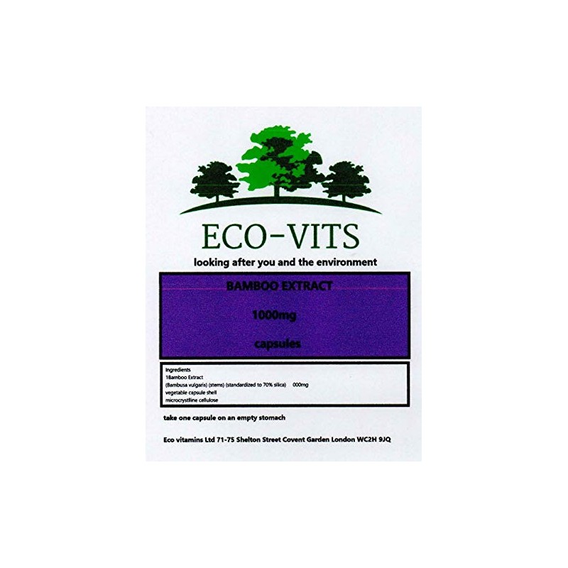 ECO-VITS Bamboo Extract (Silica) (1000MG) 120 CAPS. Biodegradable Packaging. Sealed