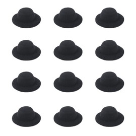 ASUNFO 12 Pcs Mini Top Hat for Craft Plush Top Hat Miniature Headwear DIY Supplies 1.6" Black