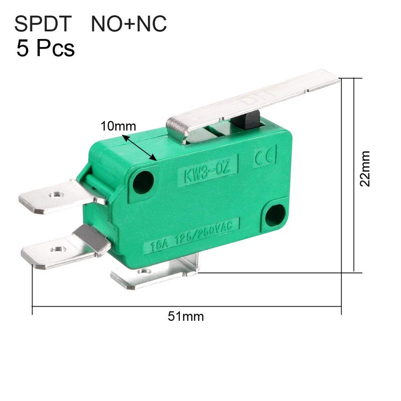 uxcell 5PCS KW3-OZ 16A 125/250VAC SPDT NO NC Hinge Lever