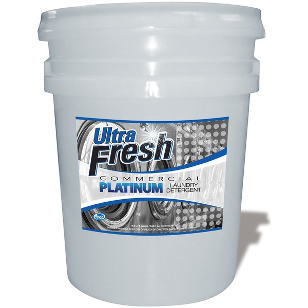 Ultra Fresh Platinum Commercial Laundry Detergent. HE compatible for all machine types, including professional dispensing systems. 5 Gallons (640 oz)