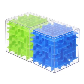 YOKIVE 2 Pcs Labyrinth Puzzle Box, Puzzle Cube Funny Labyrinth Game Puzzle Box Mind Teasers Leisure Toys, Great for Teens and Adults Birthday Gifts Party Favors (Blue/Green, 3.15-Inch)