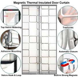 Risareyi Magnetic Thermal Insulated Curtain for Window, EVA Door Cover Dustproof Windproof Waterproof Thermal Magnetic Door Curtain Without Drilling for Kitchen Air Conditioner Heater Room, 120x150cm