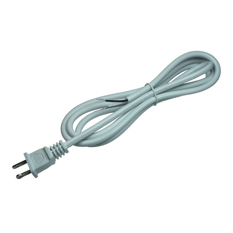 2-Prong Power Cord with Open Wiring,6 ft Replacement Power Cord