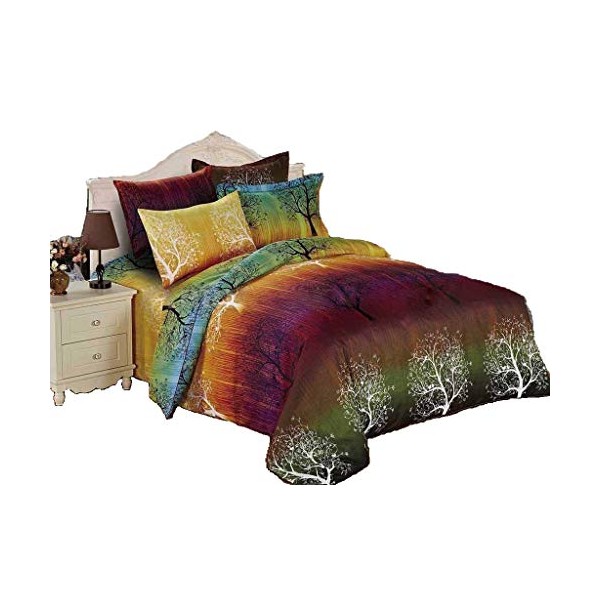 Swanson Beddings Rainbow Tree 5pc Duvet Bedding Set: Duvet Cover