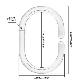 Plastic Shower Curtain Rings Hooks for Bathroom Shower Window Rod (24 Pack Clear)