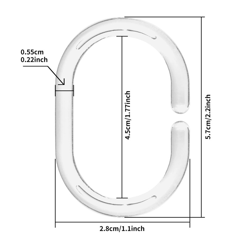 Plastic Shower Curtain Rings Hooks for Bathroom Shower Window Rod
