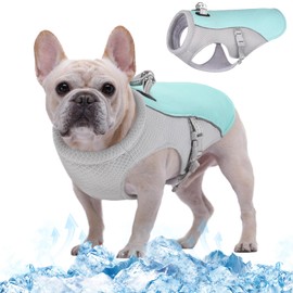 Kuoser Cooling Vest for Dogs, Dog Cooling Coat for Hot Summer Days, Breathable & Reflective Safety Vest for Small, Medium Dogs, Cooling Jacket for Outdoor Activities, Hiking, Training, Blue