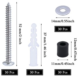 120 Pieces Pegboard Spacer Mounting Kit Pegboard Mounting Kit Board Nail Installation Kit Includes Screws Wall Mounting Hardware for 1/8 Inch and 1/4 Inch (30 Set)