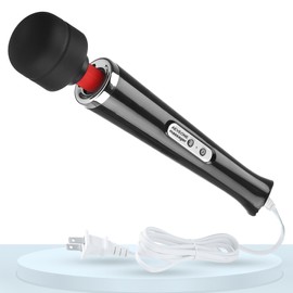 Wired Powerful Handheld Wand Massager, Strong Personal Vibration Massage for Sports Recovery, Back Muscle Aches, Whole Body Pain (Black)