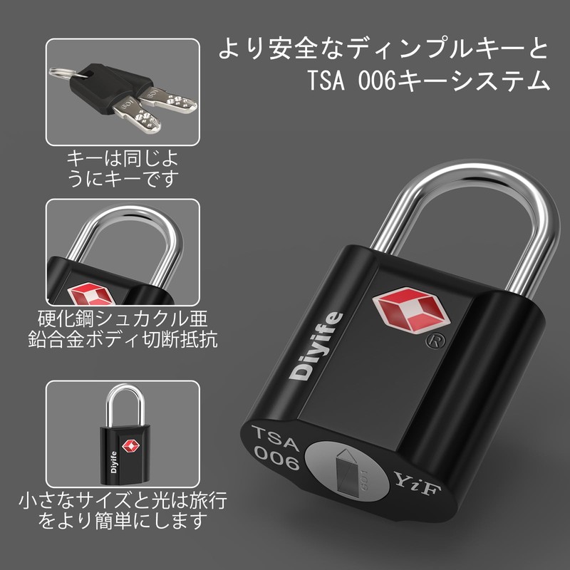 TSA Lock [4 Keys] Diyife Padlock for Small Suitcases, Bag