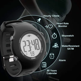 TO37A11 Men's Running Watch, Sports Watch, Heart Rate Monitor, IP67 Waterproof, Dustproof, 1.22 Inch Large Face Display, Black