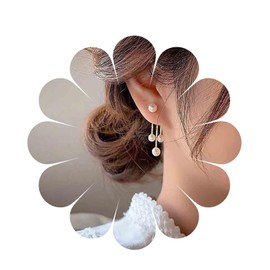 Yheakne Boho Pearl Drop Earrings Gold Pearl Ear Jacket Earrings Vintage Dangle Beads Tassel Earrings Double Way Front Back Earrings Jewellery for Women and Girls Gifts