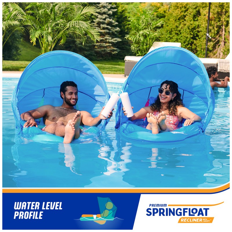 SwimWays Spring Float Premium Recliner with Canopy, Pool Lounger for