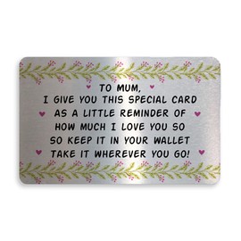 RED OCEAN Special Mum Gift for Mothers Day Birthday Metal Wallet Insert Mum Poem Keepsake
