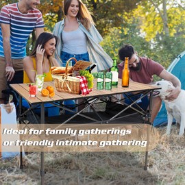 GUAGUA Folding Camping Table Portable Lightweight with Carry Bag, Adjustable Height Aluminum Camp Table for Picnic Backyard BBQ Patio Indoor Outdoor