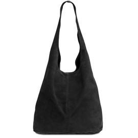 Caspar TL767 Large Leather Women’s Shopper Bag - Black -