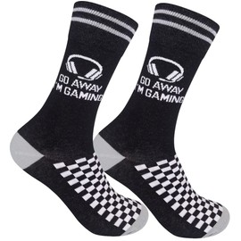 FUNATIC Go Away I'm Gaming Socks for Men Women Teen Boy Girl Introverting | Do Not Disturb Gamer Gift Idea with Funny Saying | Crazy Video Game Present | Party Lover Accessory | PC Apparel Accessories