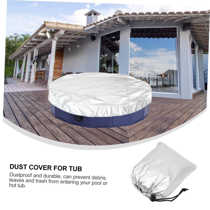Mipcase 1Pc Round Hot Tub Cover Grey Outdoor Bathtub Protector