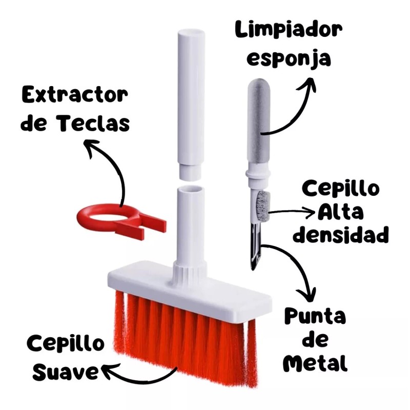 Veraly Kit Cepillo Limpiador Teclado Multifuncional Audífonos 5en1