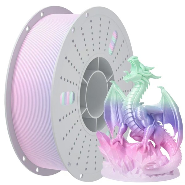 PINBALL Silk Rainbow PLA 3D Printer Filament 1.75mm Shiny Multi-Color