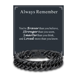 Supcare Black Mens Bracelet Always Remember 12mm Width 7.5 Inches