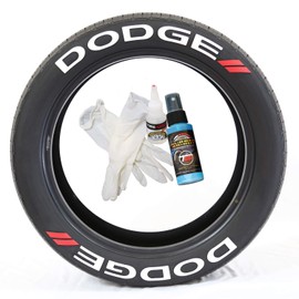 Tire Stickers Dodge // Tire Lettering Kit - Genuine USA Made DIY Permanent Tire Lettering with Glue & 2oz Touch-Up Cleaner / 19-21 Inch Wheels / 1.00 Inches/White / 4 Pack
