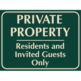 Private Property Residents and Invited Guests Only Driveway Parking 12 X 16 Inch Metal Tin Sign Warning Caution Notice for Yard, Office, Outdoor & Indoor Safety
