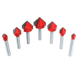 Saipor 7pcs 1/4-Inch Shank 90 Degree V Groove Router Bit CNC Engraving Router Bit Carbide Tipped V Grooving Bit Woodworking Milling Cutter Tools