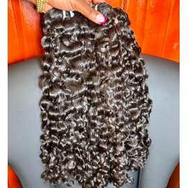 Raw Hair Vendor Natural Raw Wavy Curly Human Hair Bundles Cuticle Aligned Unprocessed Indian Curly Burmese Curl Raw Hair Bundlescolor: natural wavy 1 pcs, Stretched Length: 14 Inches