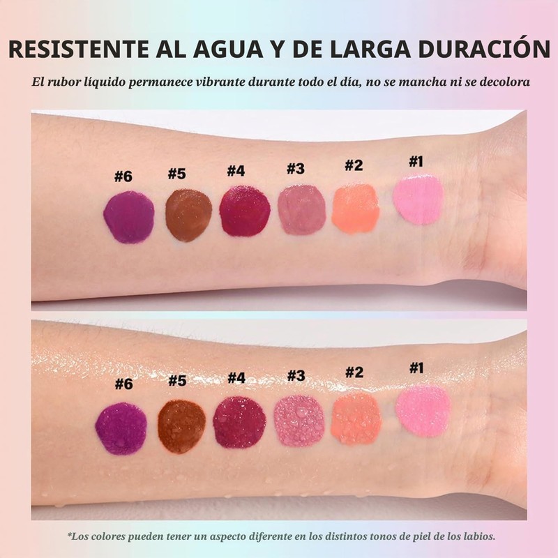 Rubor Líquido en Varita, Rubor Rostro Mate con Aplicador de