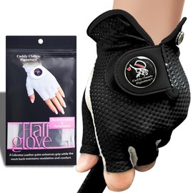 Caddy Classic Ladies Golf Glove Women | Half Finger Mesh Design for High Breathability | Premium Leather Construction for Comfortable Fit | Includes Stylish Magnetic Ball Marker
