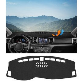 BIBLOZ Dash Cover for Kia Sportage 2017 2018 2019 2020 2021 2022 Accessories Black Flannel Dashboard Cover Mat Car Dashboard UV Sun Protection