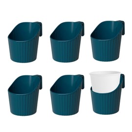 EsiFare Paper Cup Holder, Stylish, Paper Cups, Set of 6, Heat Resistant, Compatible with 6.8 - 10.1 fl oz (200 - 300 ml), Holder, Insulated, Hot Drink, Office, Home Use (blue)