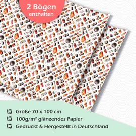 Hiroshi Sushi Style Premium Wrapping Paper 70 x 100 cm 2 Sheets (Folded)