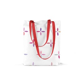 Le Jardin du Lin Bedruckte Einkaufstasche mit Roten Langen Henkeln, Wiederverwendbare, Tasche, Faltbar, ​Stofftasche, Größe: 34 x 40 Cm