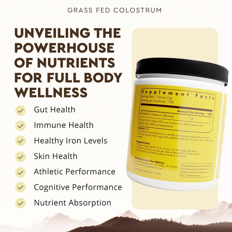 Ancestral Supplements Bovine Colostrum Powder - Grass Fed, Freeze Dried,