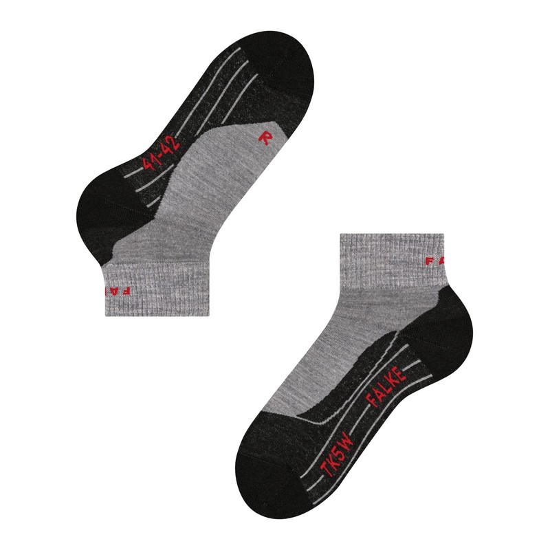 Falke TK5 Women's Hiking Socks, Short, Merino Wool Blend, grey,