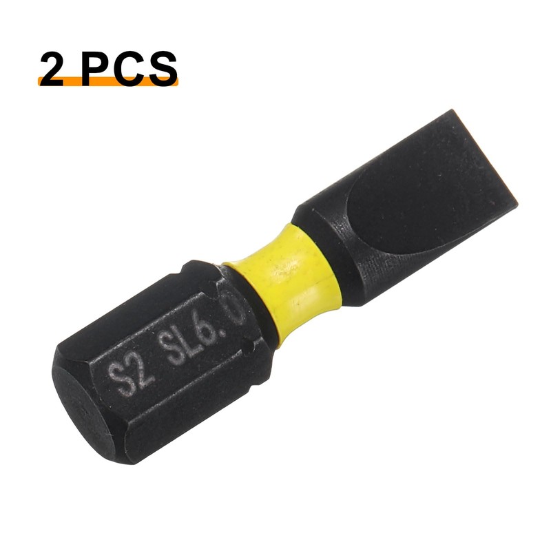 sourcing map 2pcs SL6 Slotted Screwdriver Bit 1/4" Hex Shank