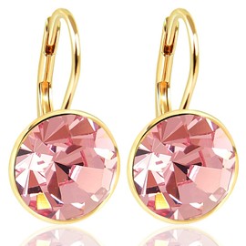 Nobel Schmuck Short Earrings with Crystals, 925 Silver, Gold, Silver, Crystal