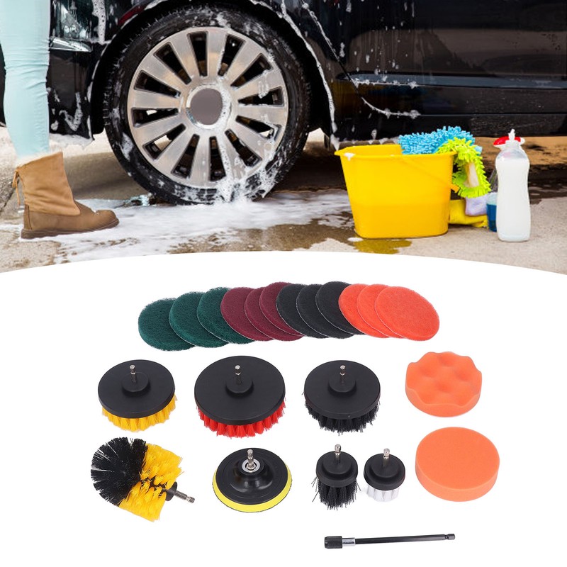 22pcs Drill Brush Attachments Set Multipurpose Power Scrubber Cleaning Kit